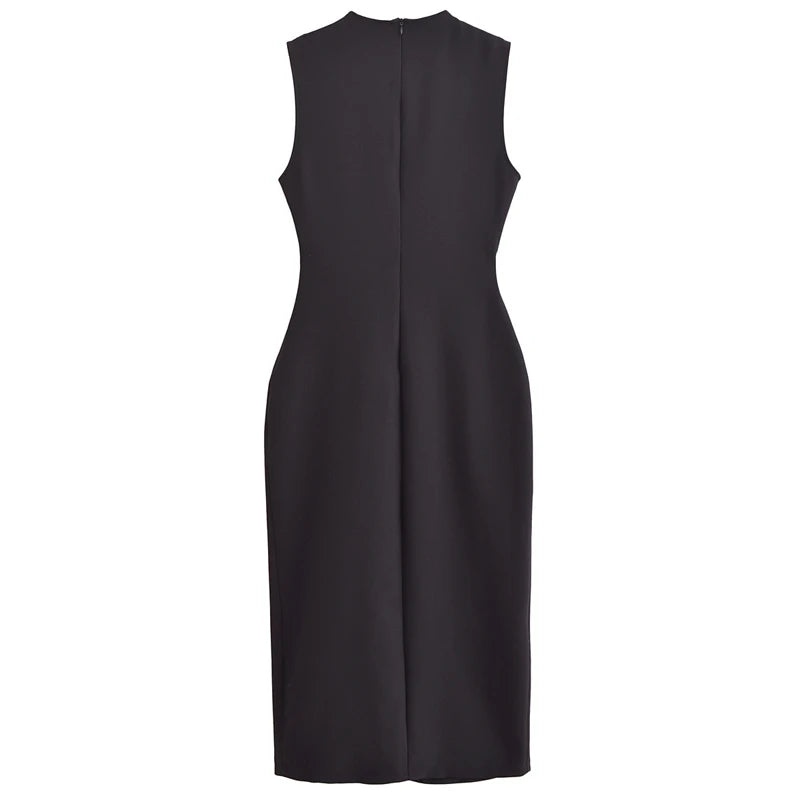 Belt Midi Sleeveless Slim Dresses