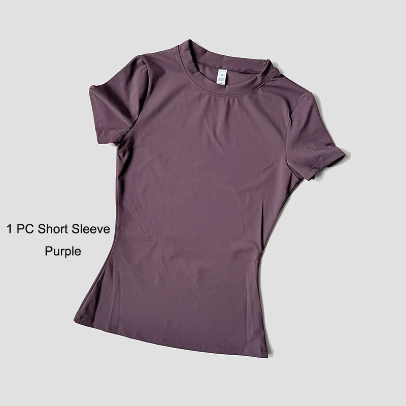 Yoga Set Seamless  Short Sleeve Crop Top