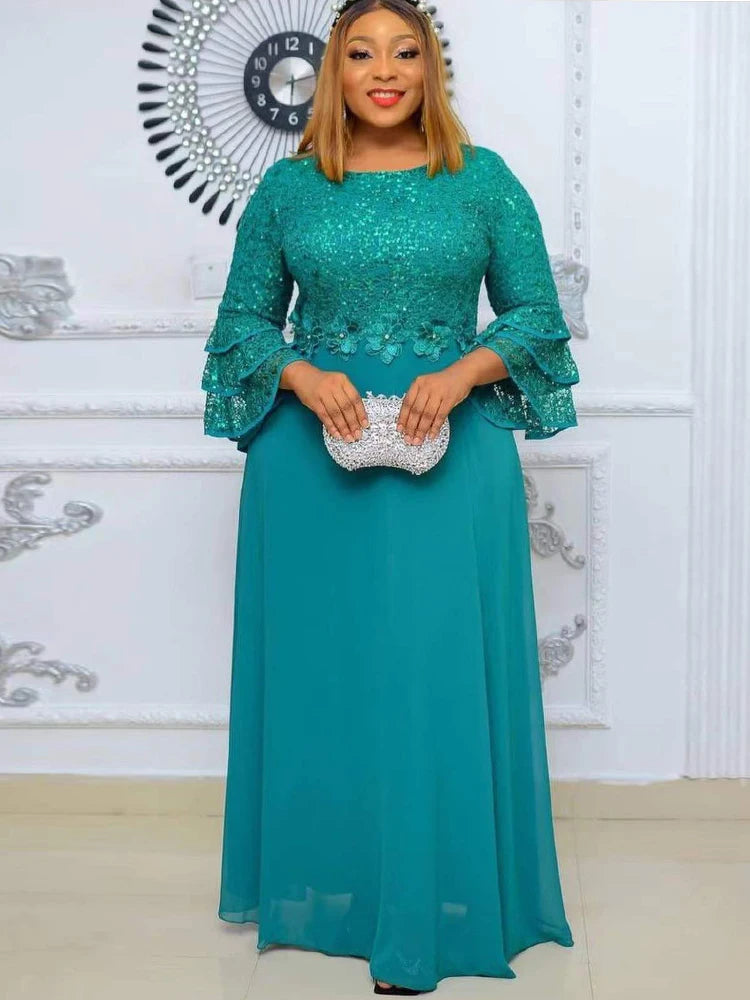 Evening Dresses Luxury Sequin Chiffon Long Dress