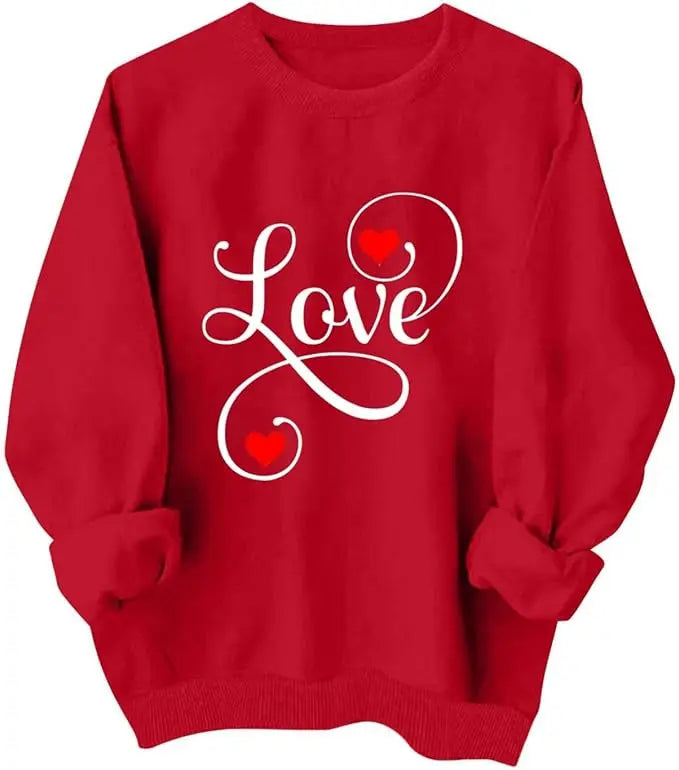 Heart Print Long Sleeve Sweatshirt More Patterns