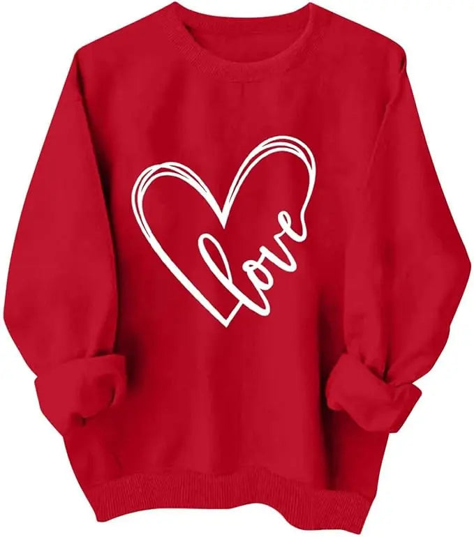 Heart Print Long Sleeve Sweatshirt More Patterns