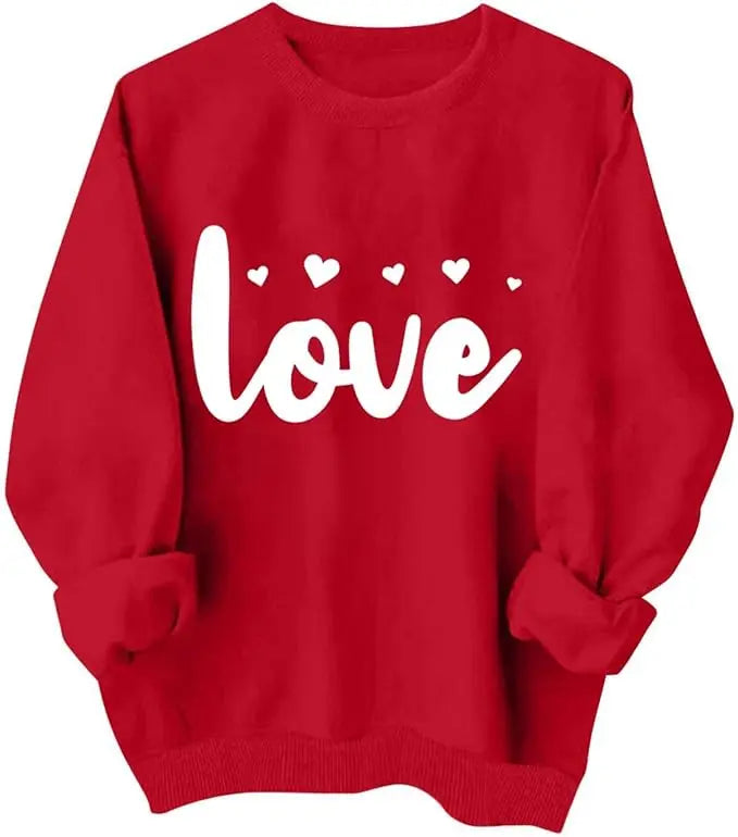 Heart Print Long Sleeve Sweatshirt More Patterns