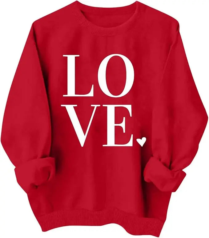 Heart Print Long Sleeve Sweatshirt More Patterns