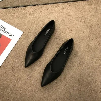 Flats Solid Color Leather Shoes Flat Heel