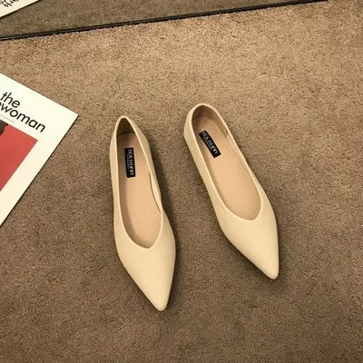 Flats Solid Color Leather Shoes Flat Heel