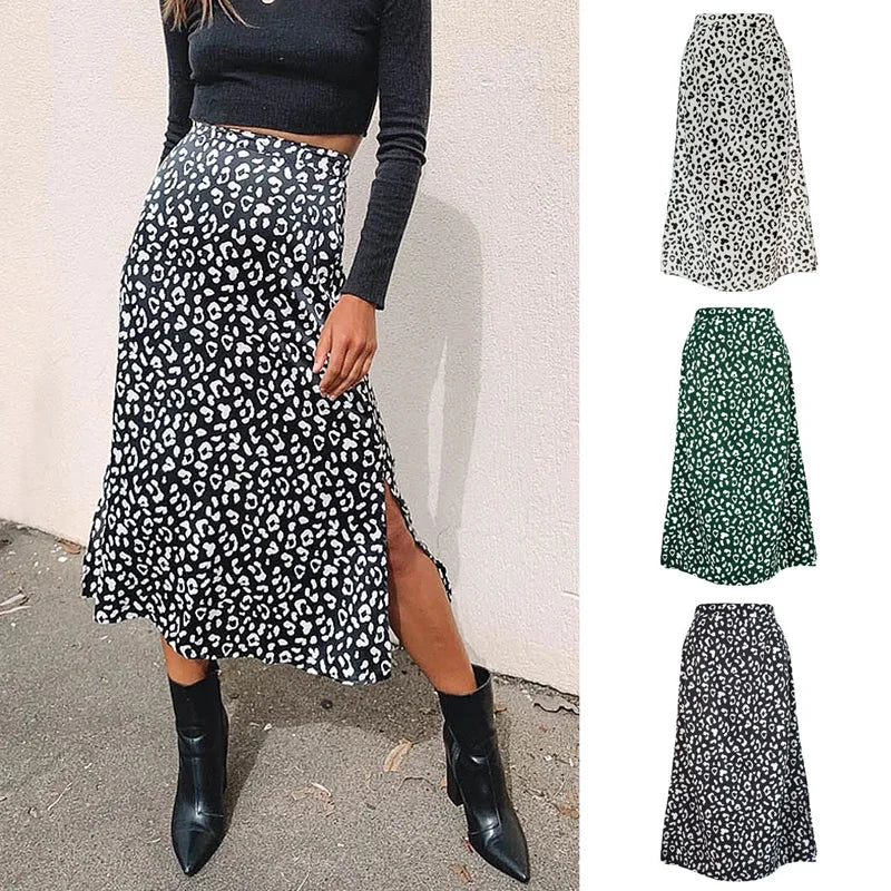 Sexy Leopard Print Chiffon Split Skirt