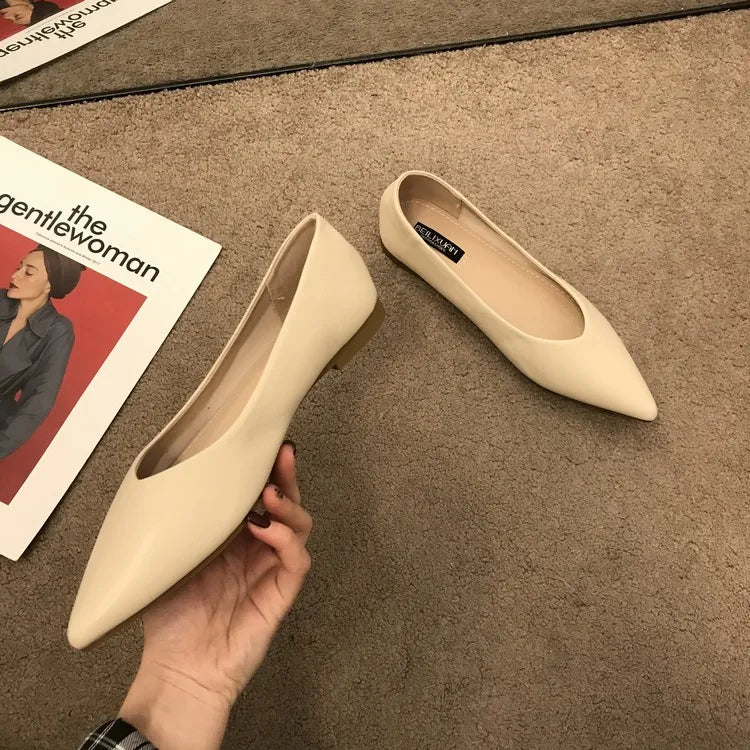 Flats Solid Color Leather Shoes Flat Heel