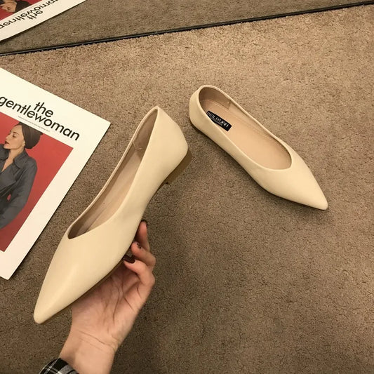 Flats Solid Color Leather Shoes Flat Heel