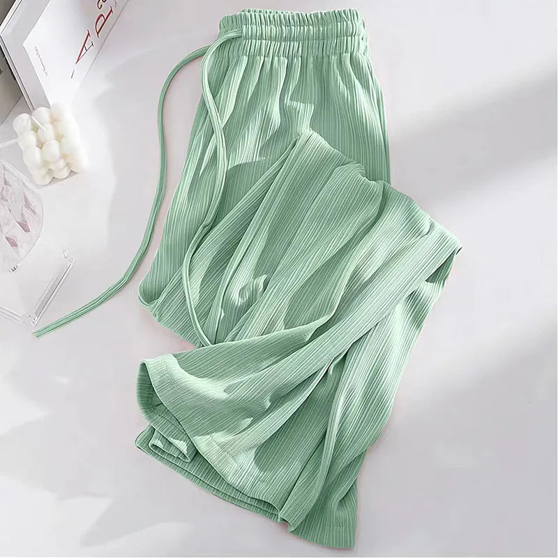 Ice SilkHigh Waist, Wide Leg Trousers