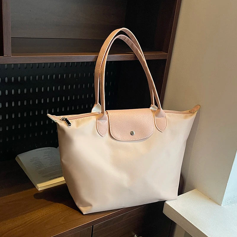 Solid Color Large Capacity Bag Magnetic Snap