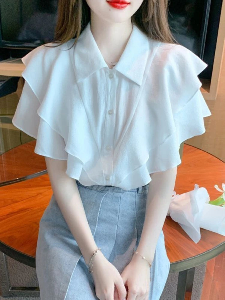 Cute Button Up Blouse White