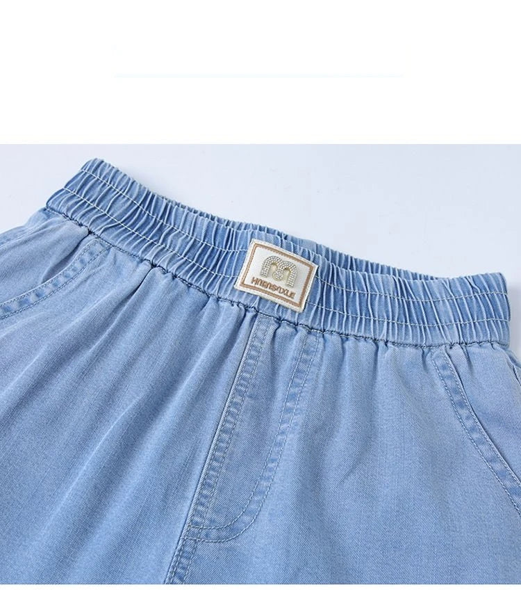 Tencel Jeans Wide Leg Pants Lightweight Stretch