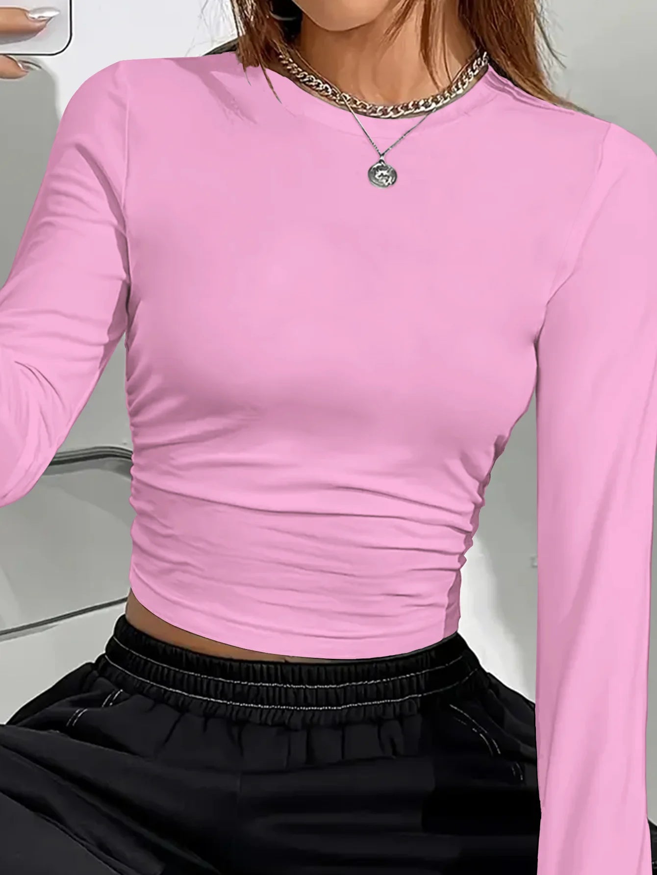 Long Sleeve Round Neck Casual T-Shirt