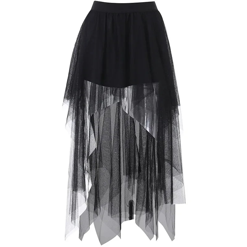 Casual Skirts Punk Net Yarn High-Waisted  Gothic