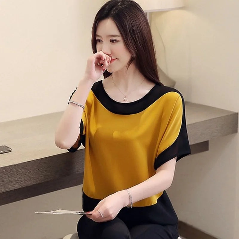 Short Sleeve Casual Chiffon Blouse
