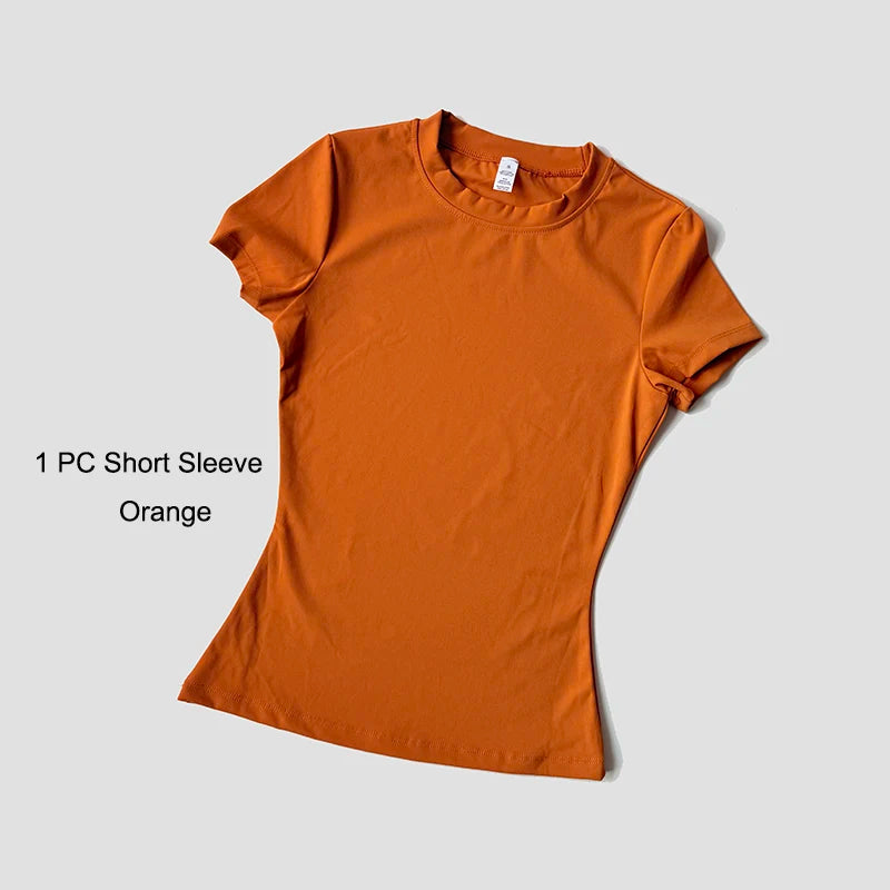 Yoga Set Seamless  Short Sleeve Crop Top