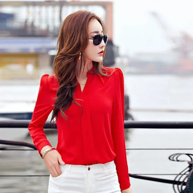 Long Sleeve Shirt V Neck