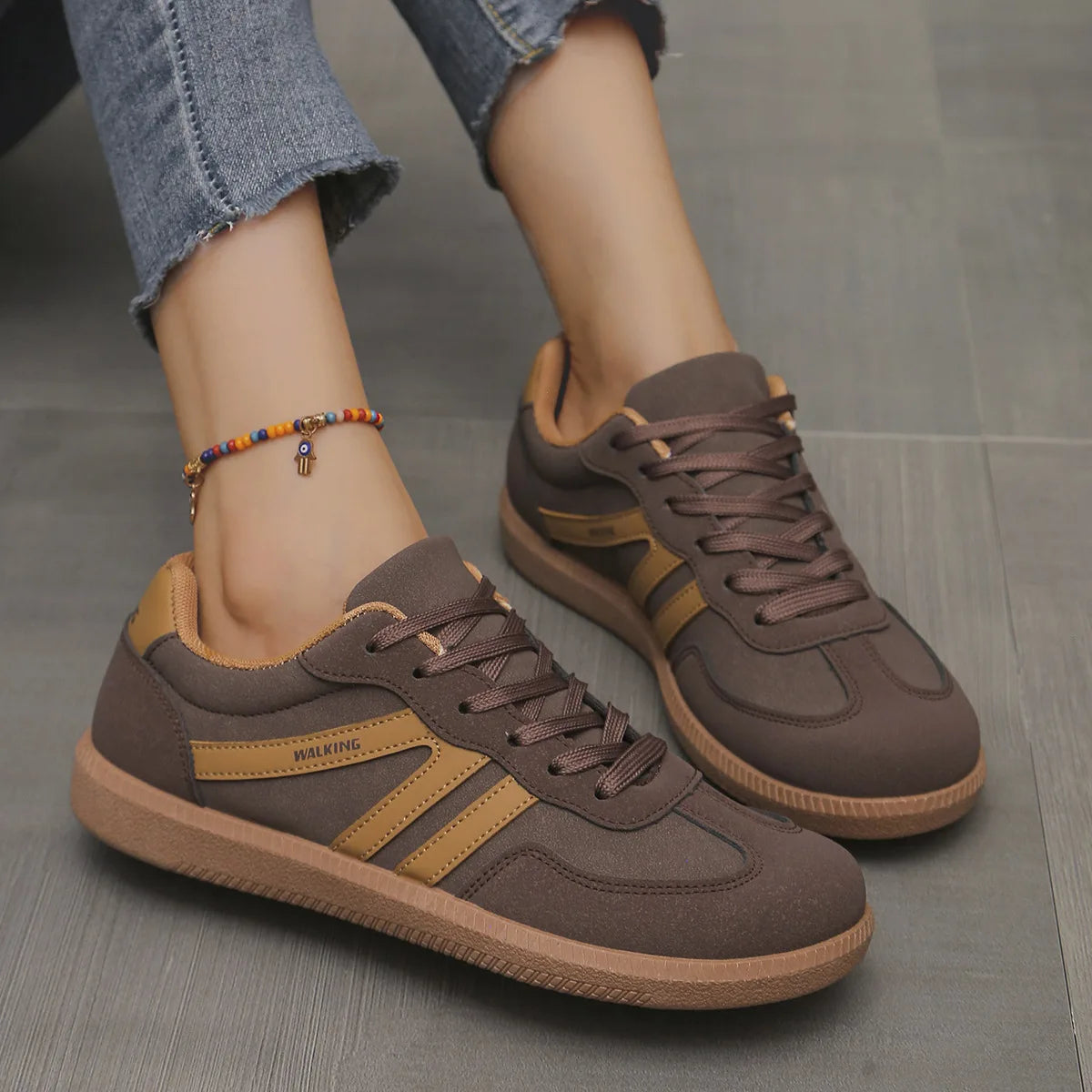 Sneakers Fashion Flat Heel  Leather Casual Shoes