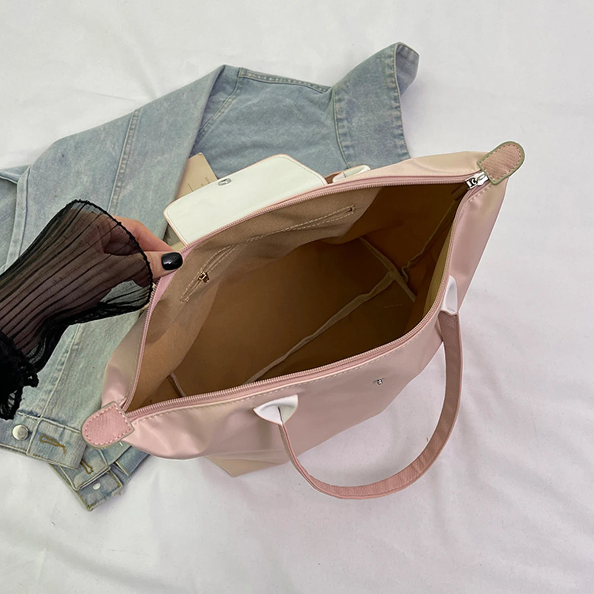 Solid Color Large Capacity Bag Magnetic Snap