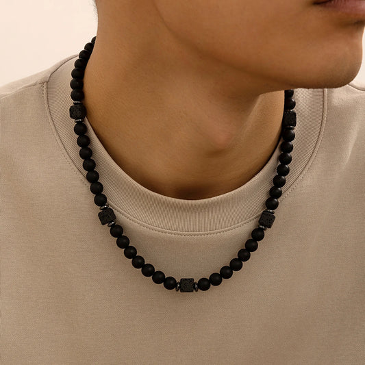 Fashion Classic Black Volcanic Beads Choker Necklace