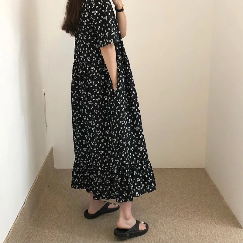Floral Dress Lady Versatile Holiday Long Dress