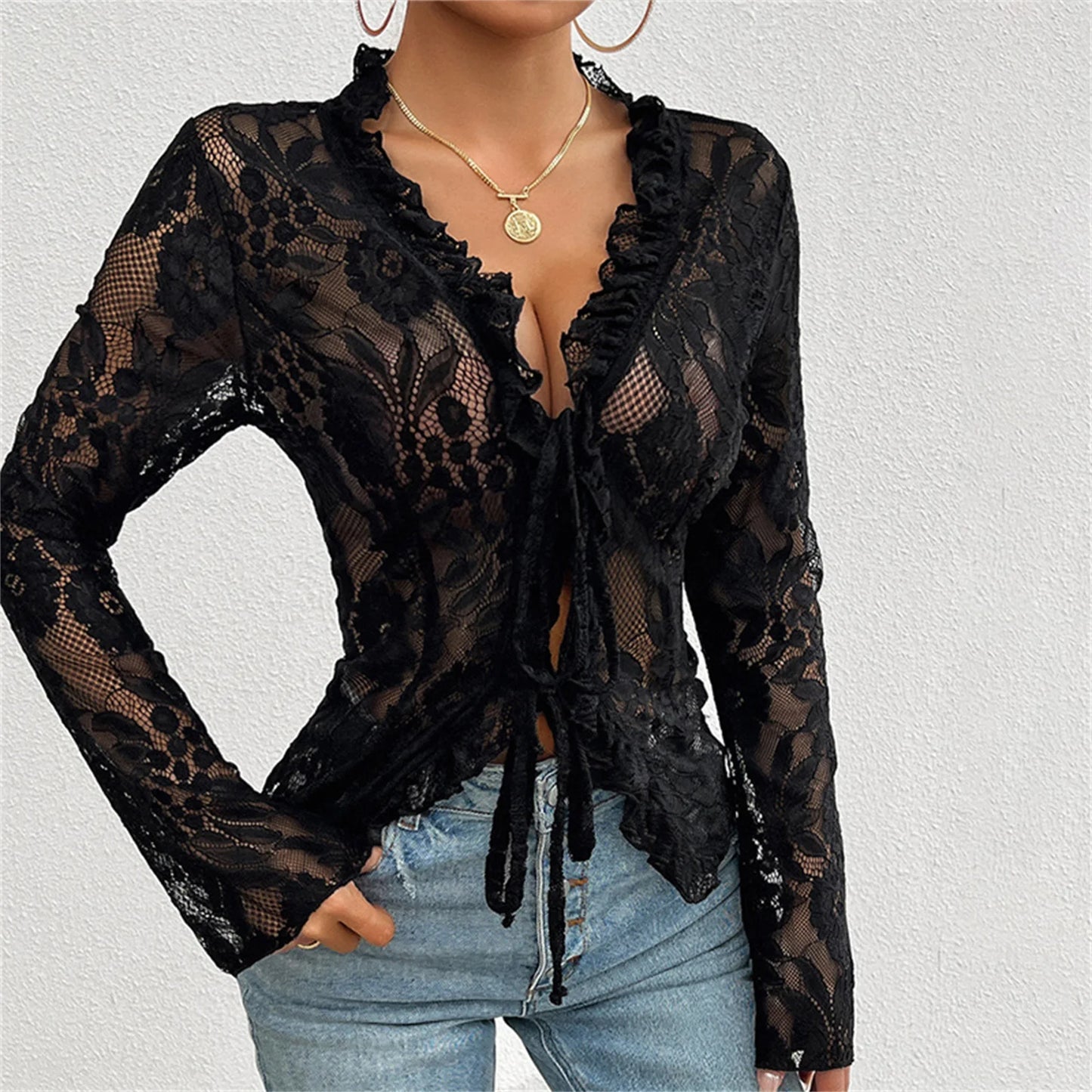 Women Gothic Lace Shrug Crop Tops