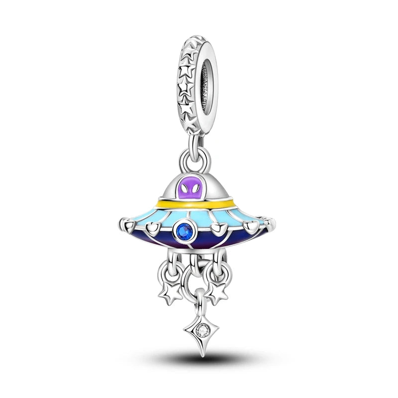 925 Silver Charms Colorful Pendants Charm Bracelet