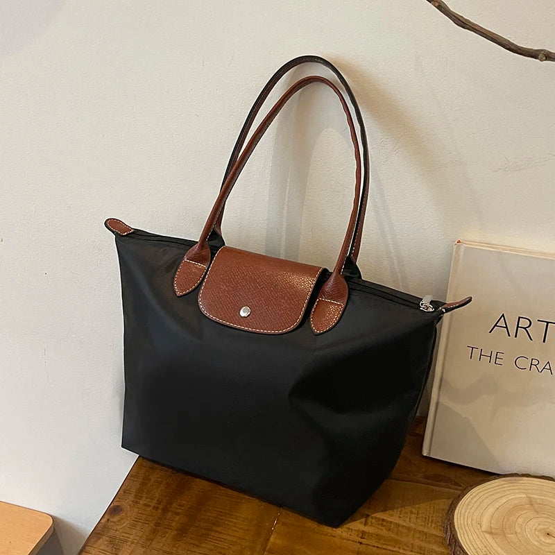 Solid Color Large Capacity Bag Magnetic Snap