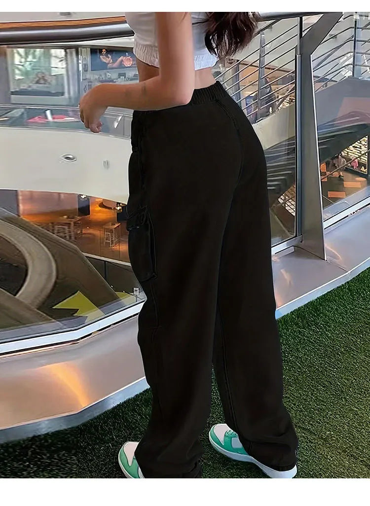 Cargo Jeans Multiple Pockets High Waist