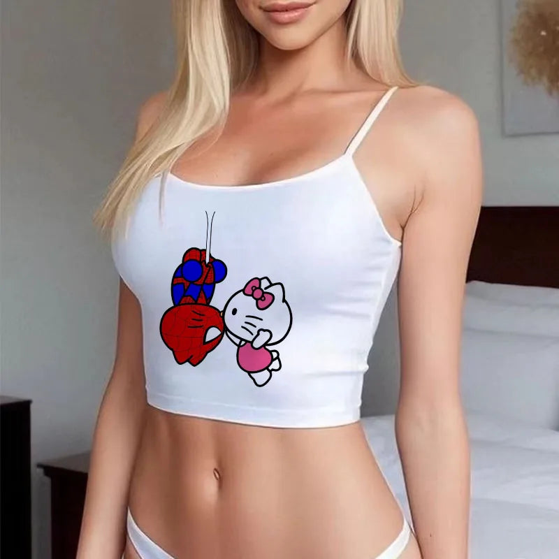 Hello Kitty Tanks  Sleeveless Crop Top Sexy
