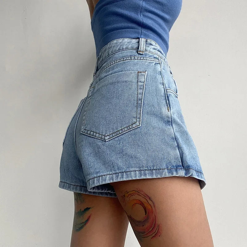 High-waisted Slimming Denim Skirt  A- line Shorts