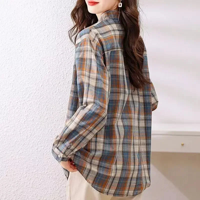 Plaid Shirts Elegant Top Fashion