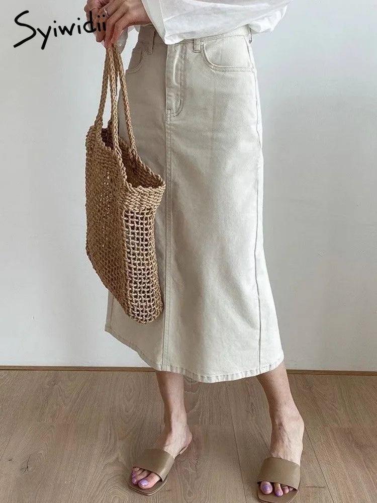 Denim Long Skirts  A Line