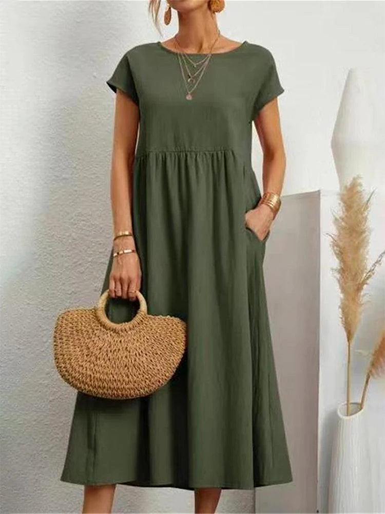 Maxi Dress Short Sleeve O Neck