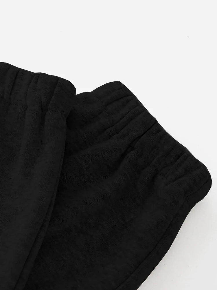 Women Black Elastic Waist Sweat Pants