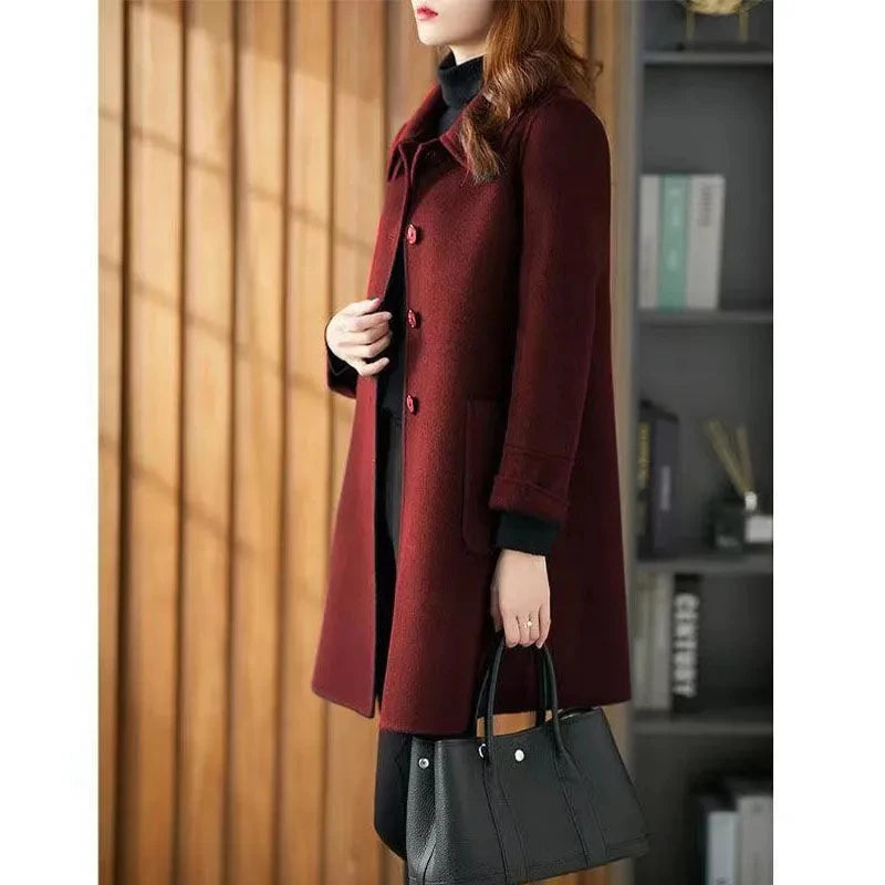 Wool Coat  Loose Mid-length Double-side