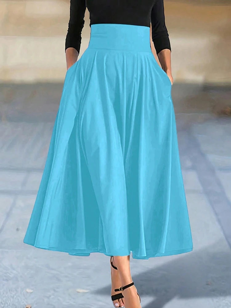 Solid Color A-line Skirts With Bow