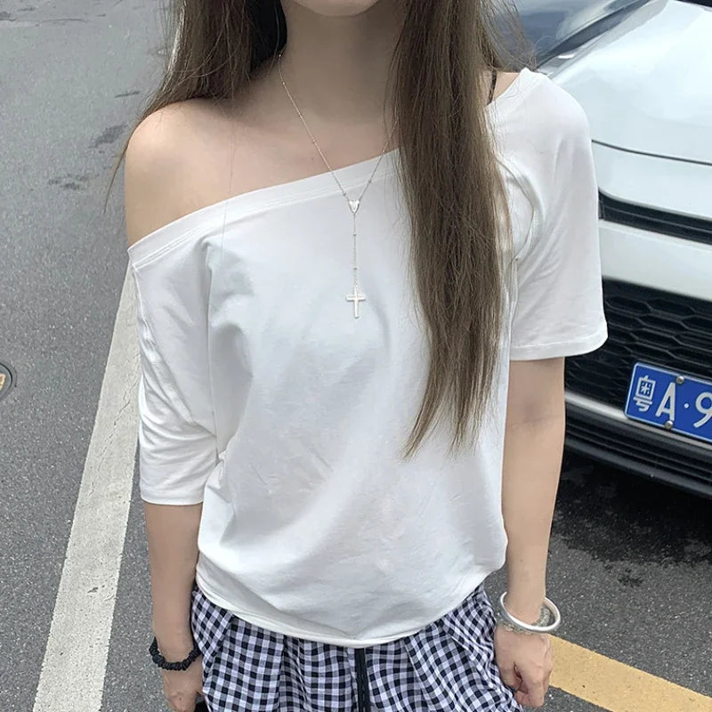 T-shirts Solid Simple Casual  Short Sleeve