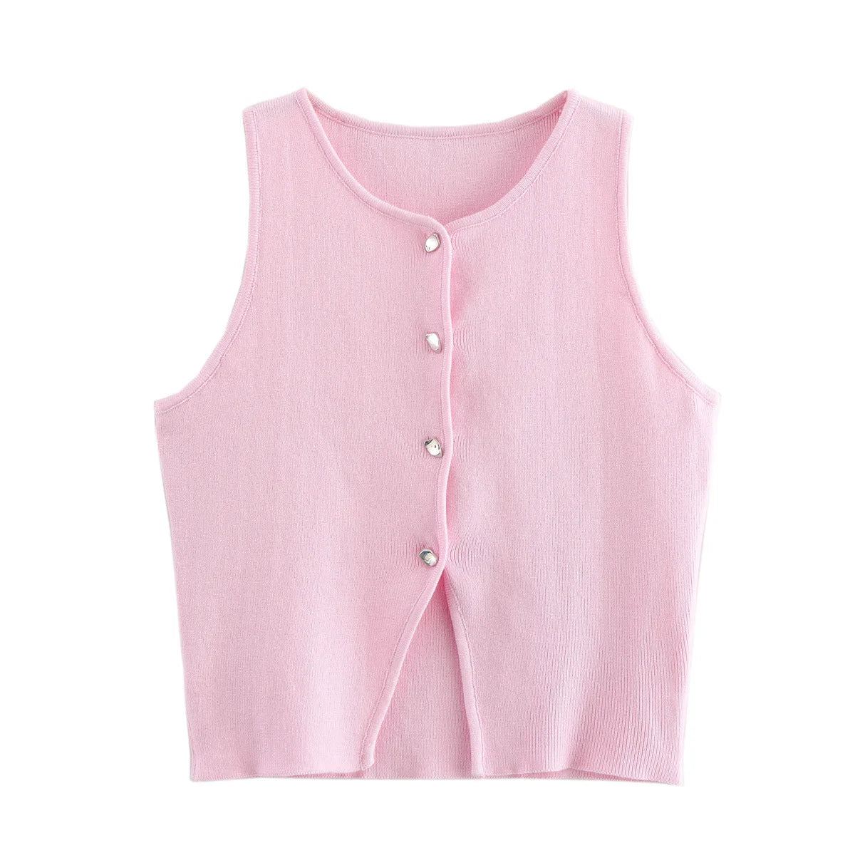 Knit Button CropTop Vest Tank