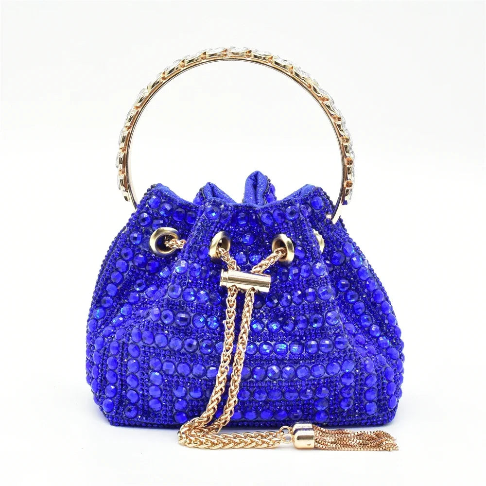 Italian Shoes with Matching Bags Decorated with Rhinestone