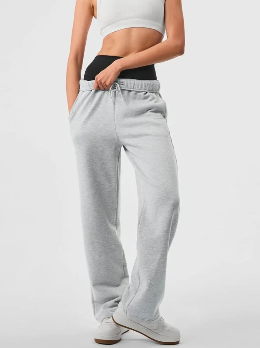 Cotton Jogging Gray  Drawstring Elastic Black Trousers