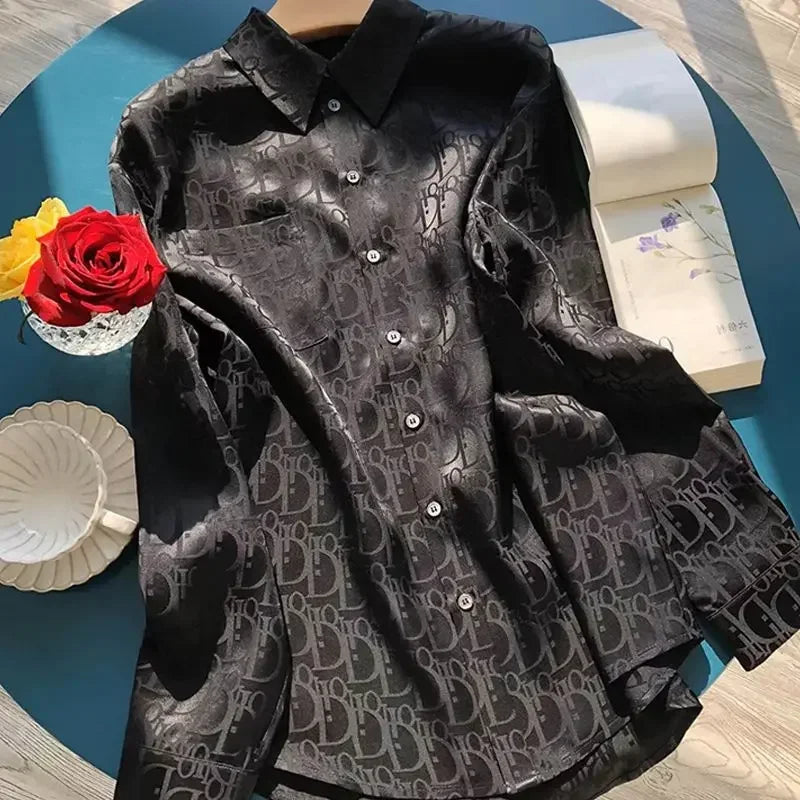 Lightweight Silk Slip-on Style Subtle Letter Printed