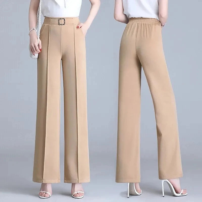 High Waist Wide Leg Straight Suit Trousers