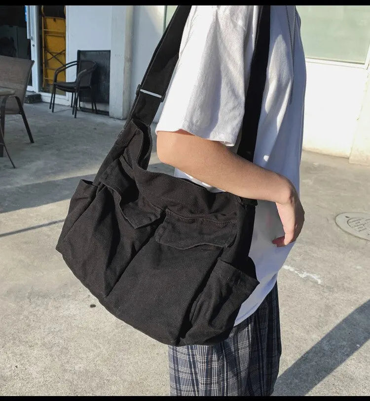 Women Vintage Handbag Canvas Teenager Shoulder Bag