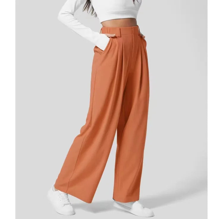 Wide Leg  Office Pants Soft Thin Straight Trousers