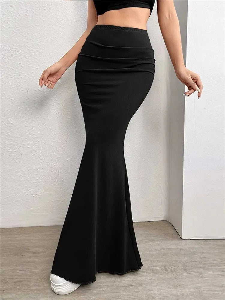 Elegant High Waist Mermaid Maxi Skirt