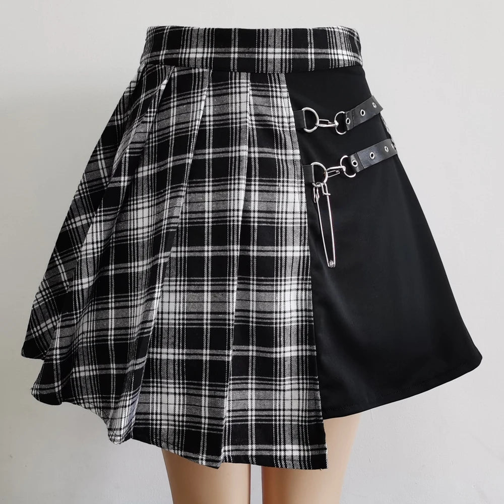 Mini High Waist Plaid Pleated Skirt