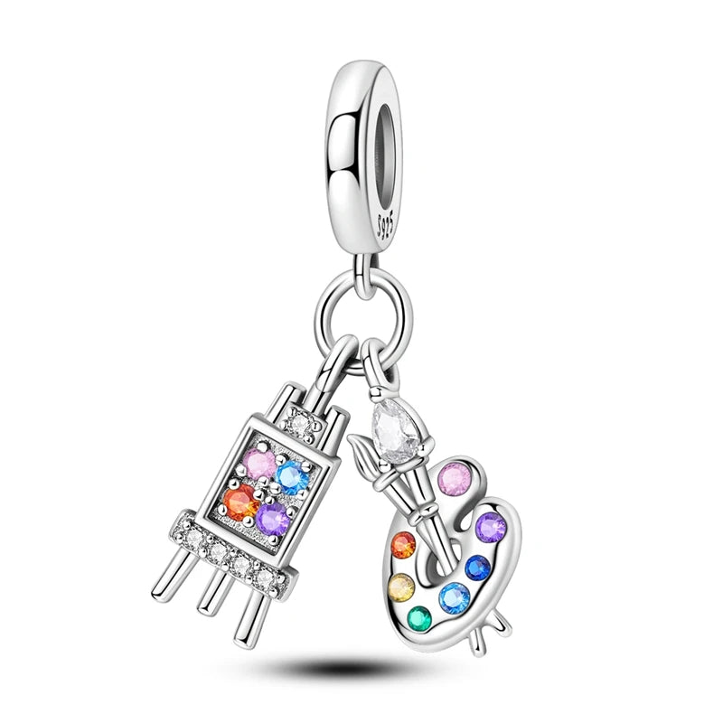 925 Silver Charms Colorful Pendants Charm Bracelet