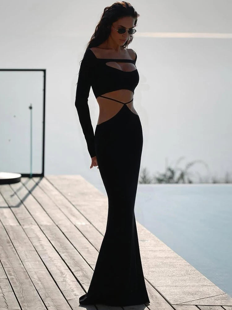 Waistless Sexy Dress  Full Sleeve Skinny Stretch