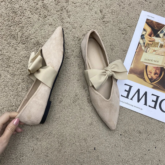 Bow Tie Mary Janes Pointed Toe Flats